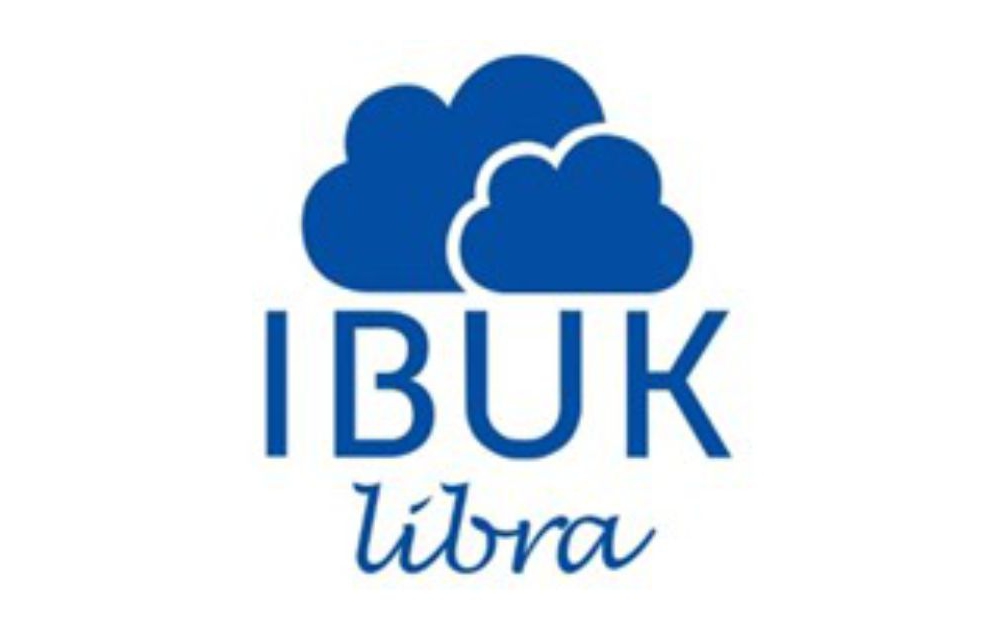 Logo: na górze dwie niebieskie chmurki, na dole niebieski napis: IBUK libra