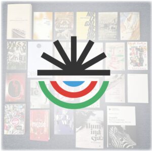 logo WBPiCAK, w tle dwadzieścia kilka książek rozłożonych obok siebie