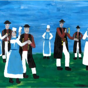 Na zdjęciu kolorowa praca plastyczna w tematyce folkloru.